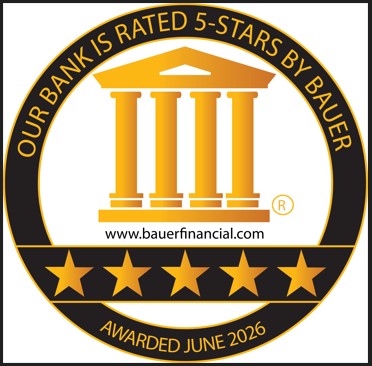 our bank is rated 5 stars by bauer, awarded june 2026